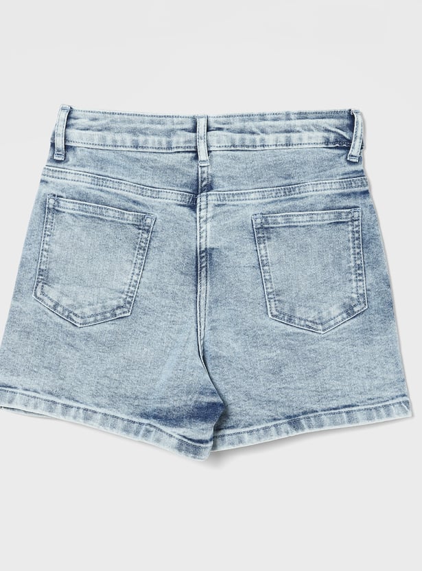 FAME FOREVER Girls Washed Denim Skort