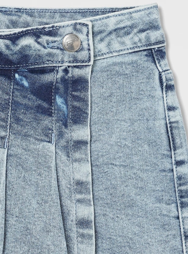 FAME FOREVER Girls Washed Denim Skort