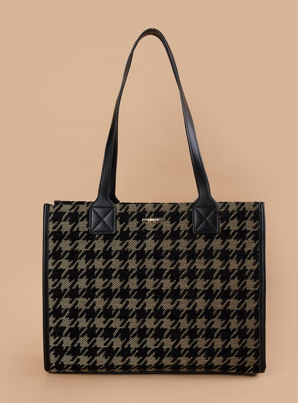 GINGER Houndstooth Patterned Handheld Bag