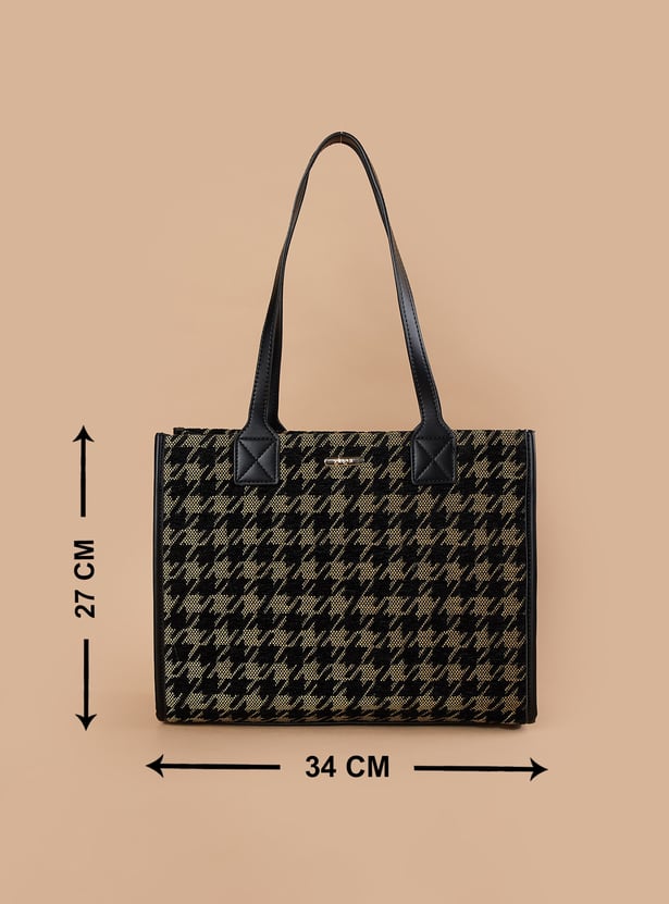 GINGER Houndstooth Patterned Handheld Bag