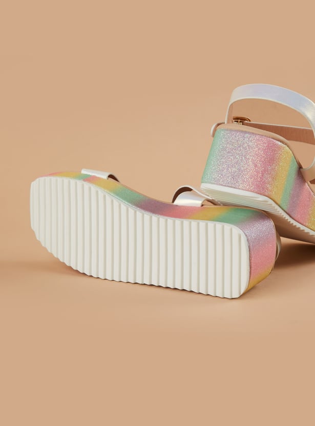 FAME FOREVER Girls Shimmer Ankle Strap Platforms