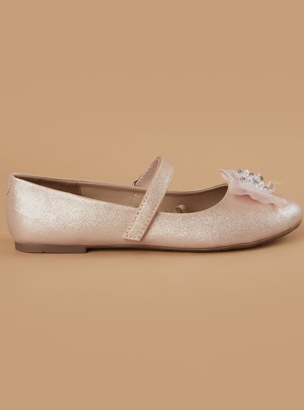 FAME FOREVER Girls Girls Embellished Bow Detail Ballerinas