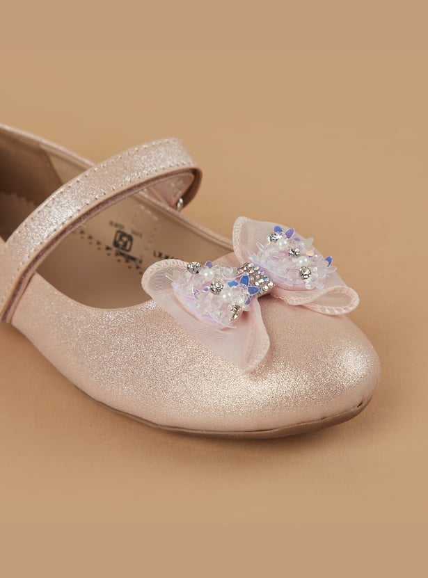 FAME FOREVER Girls Girls Embellished Bow Detail Ballerinas