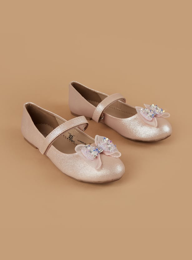 FAME FOREVER Girls Girls Embellished Bow Detail Ballerinas