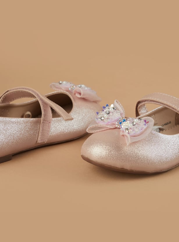 FAME FOREVER Girls Girls Embellished Bow Detail Ballerinas