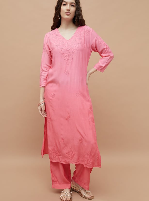 MELANGE Chikankari Straight Kurta Set