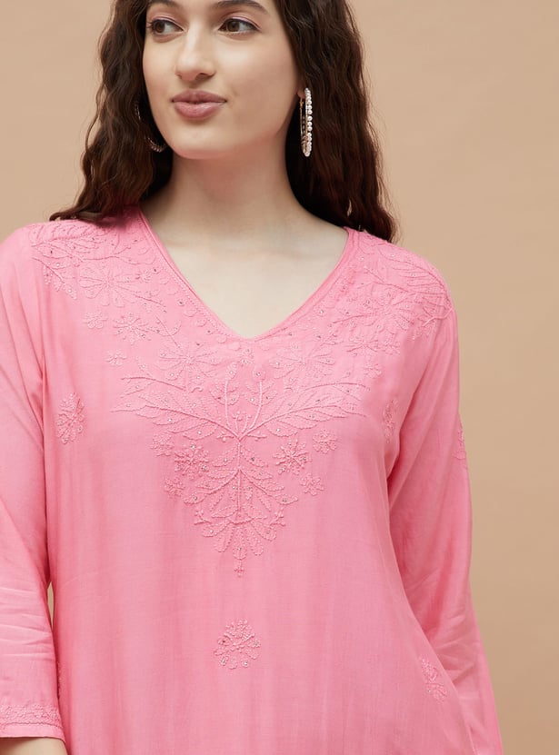 MELANGE Chikankari Straight Kurta Set