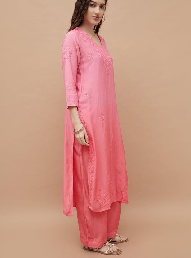 MELANGE Chikankari Straight Kurta Set