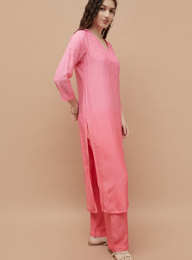 MELANGE Chikankari Straight Kurta Set