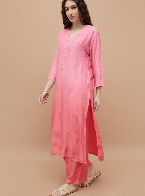 MELANGE Chikankari Straight Kurta Set