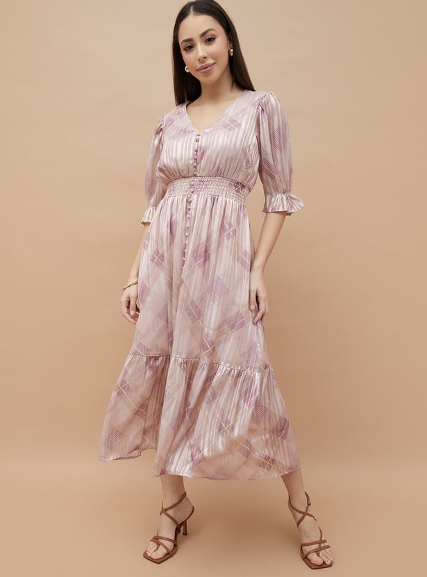 CODE Checked Fit & Flare Dress