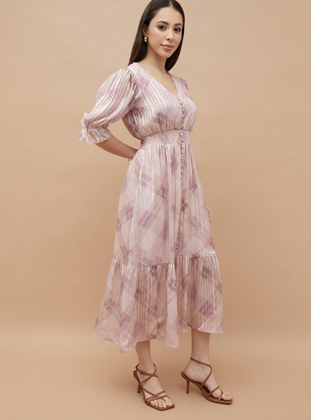 CODE Checked Fit & Flare Dress