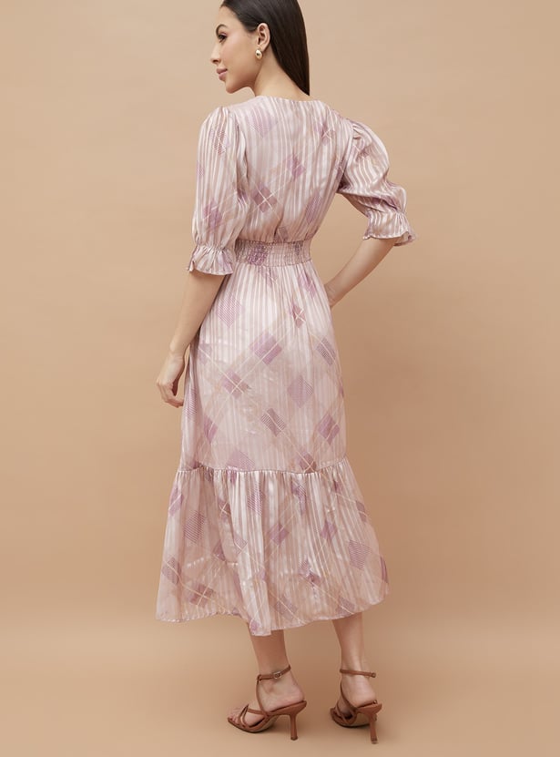 CODE Checked Fit & Flare Dress