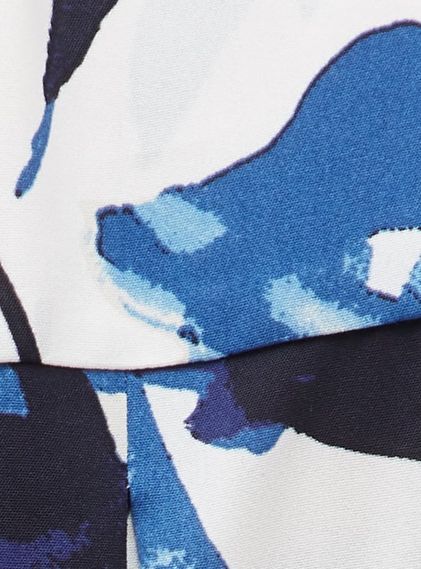 NEXUS Printed Belted Midi Dress