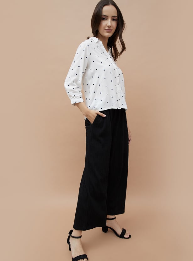 FAME FOREVER Polka Dot Embroidered Shirt