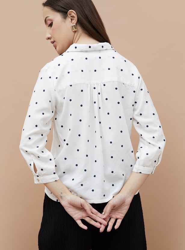FAME FOREVER Polka Dot Embroidered Shirt