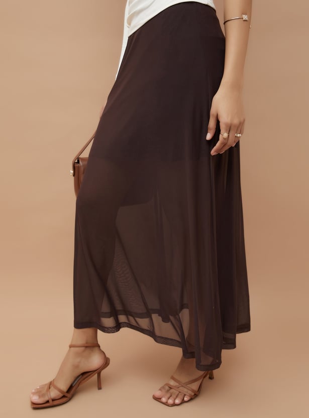 GINGER Mesh-Textured A-Line Skirt
