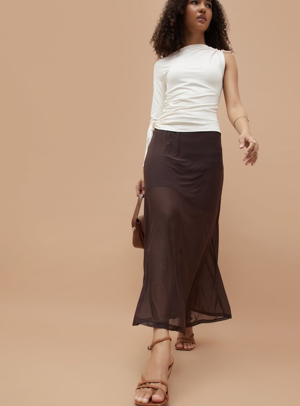 GINGER Mesh-Textured A-Line Skirt