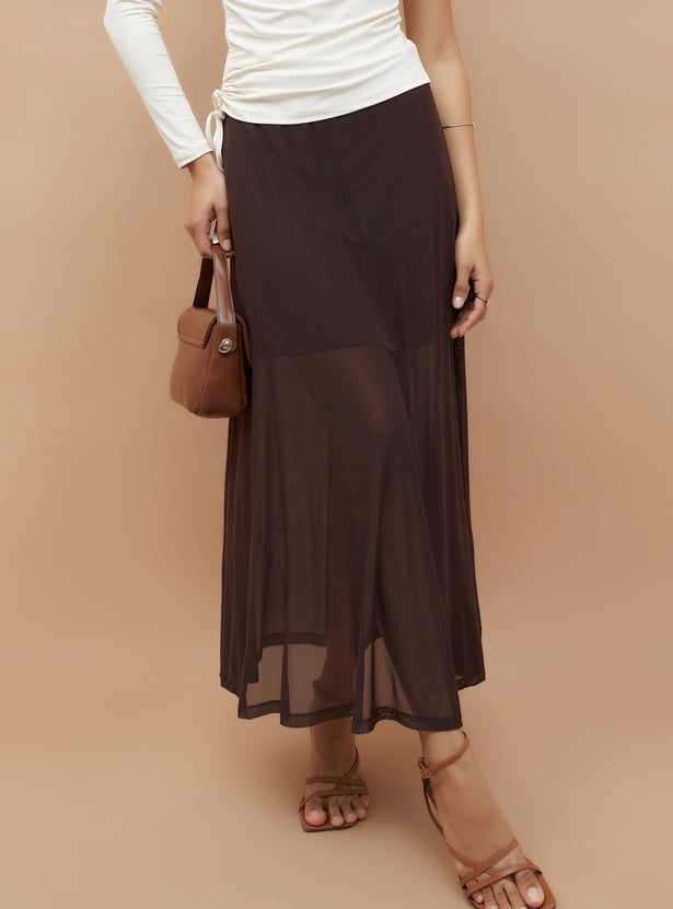 GINGER Mesh-Textured A-Line Skirt