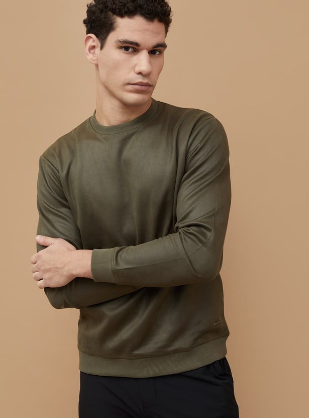 CODE Solid Crew Neck Sweatshirt