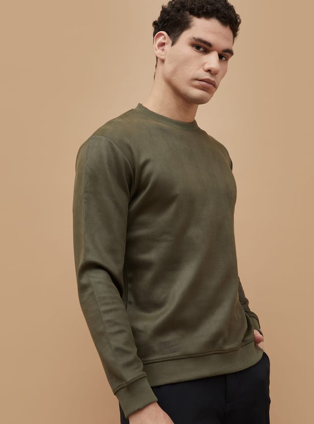 CODE Solid Crew Neck Sweatshirt