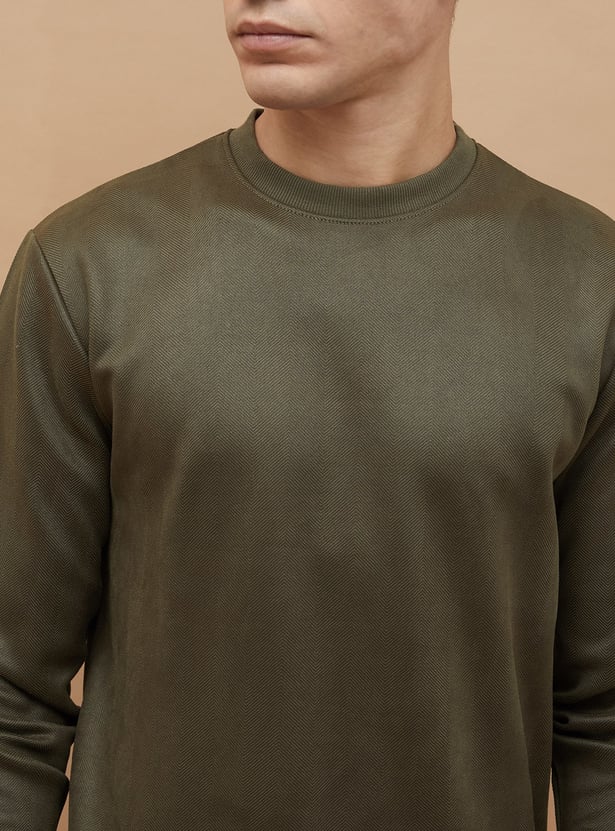 CODE Solid Crew Neck Sweatshirt