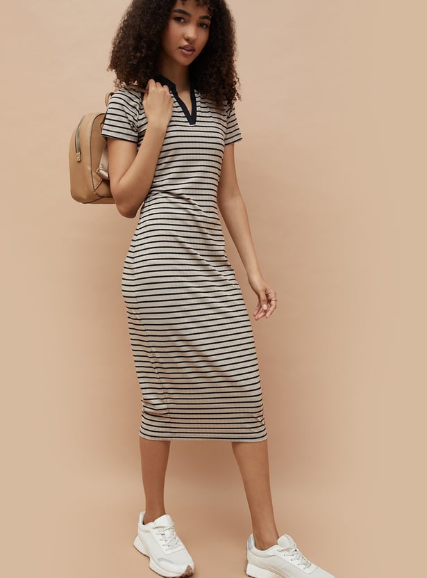 GINGER Striped Bodycon Dress