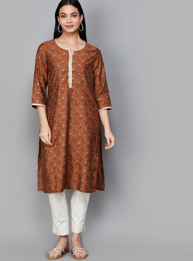 BIBA Floral Print Straight Kurta