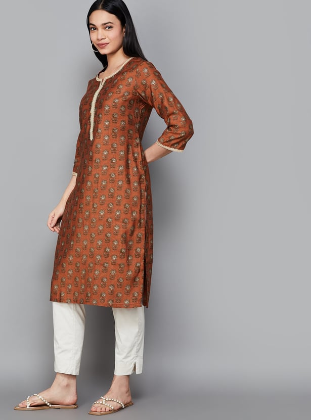 BIBA Floral Print Straight Kurta