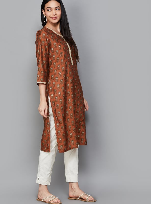 BIBA Floral Print Straight Kurta