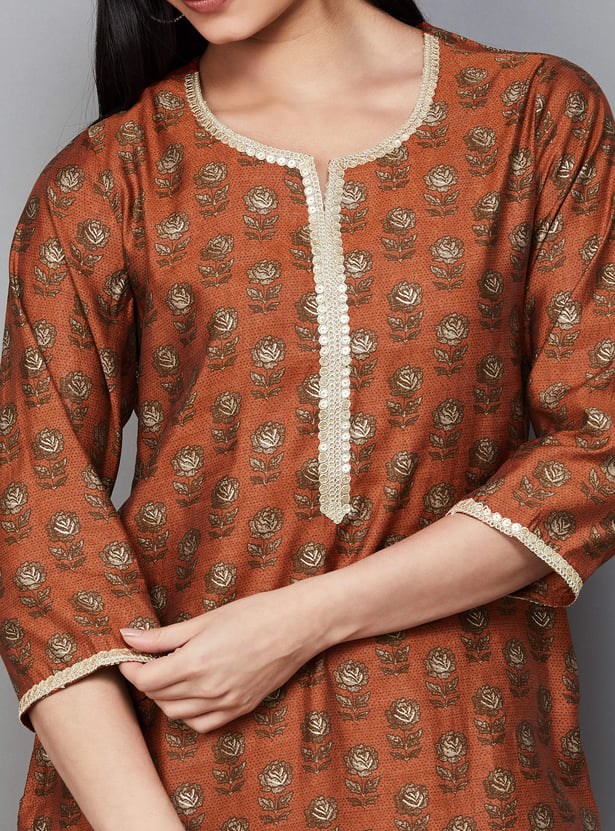 BIBA Floral Print Straight Kurta