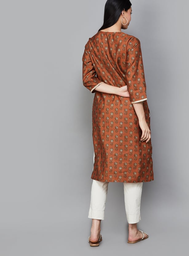 BIBA Floral Print Straight Kurta