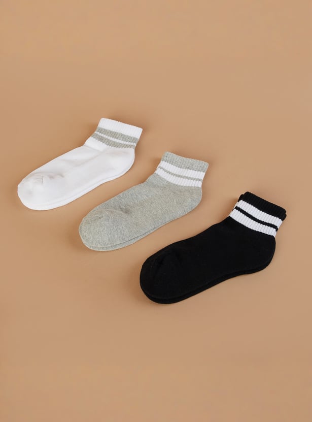 FAME FOREVER Striped Ankle Length Socks - Pack of 3