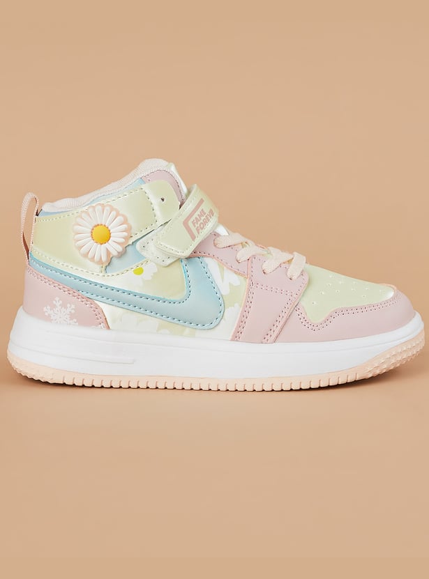 FAME FOREVER Girls Floral Applique High Top Sneakers