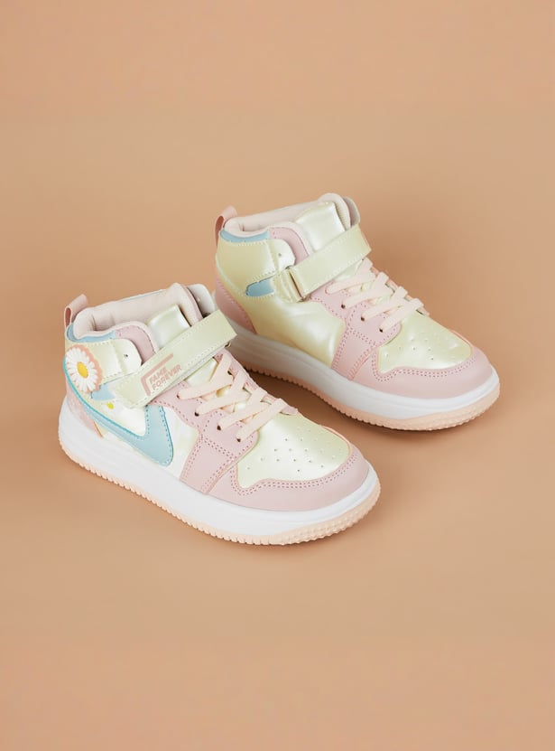 FAME FOREVER Girls Floral Applique High Top Sneakers