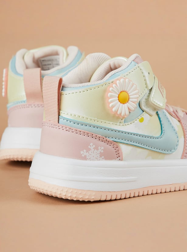 FAME FOREVER Girls Floral Applique High Top Sneakers
