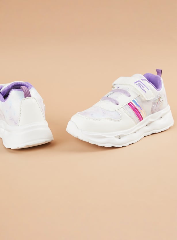 FAME FOREVER Girls Printed Light-Up Velcro Sneakers
