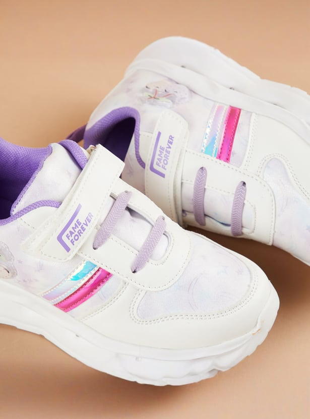 FAME FOREVER Girls Printed Light-Up Velcro Sneakers