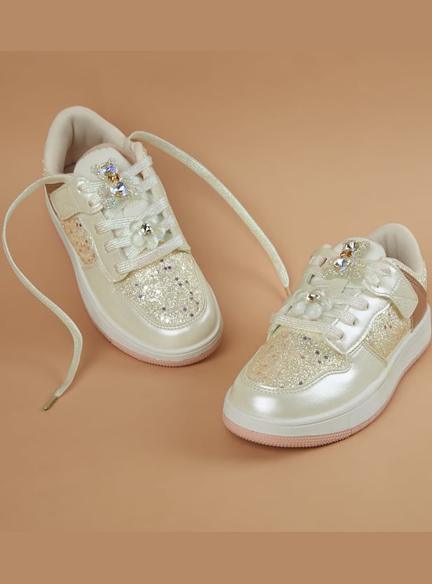 FAME FOREVER Girls Girls Embellished Lace-Up Shoes