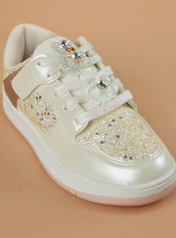 FAME FOREVER Girls Girls Embellished Lace-Up Shoes
