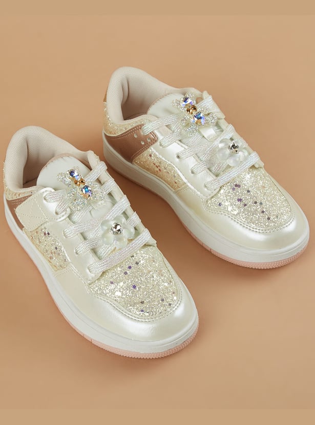 FAME FOREVER Girls Girls Embellished Lace-Up Shoes