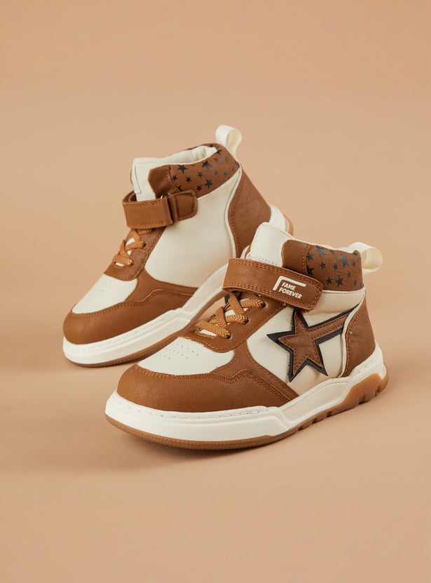 FAME FOREVER Boys Contrast Overlay Velcro High Top Sneakers
