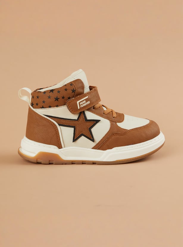 FAME FOREVER Boys Contrast Overlay Velcro High Top Sneakers