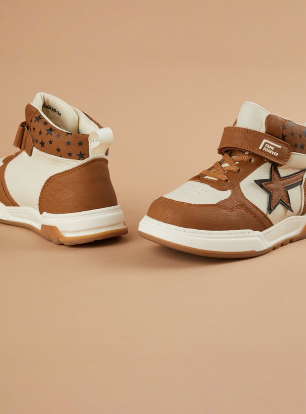 FAME FOREVER Boys Contrast Overlay Velcro High Top Sneakers