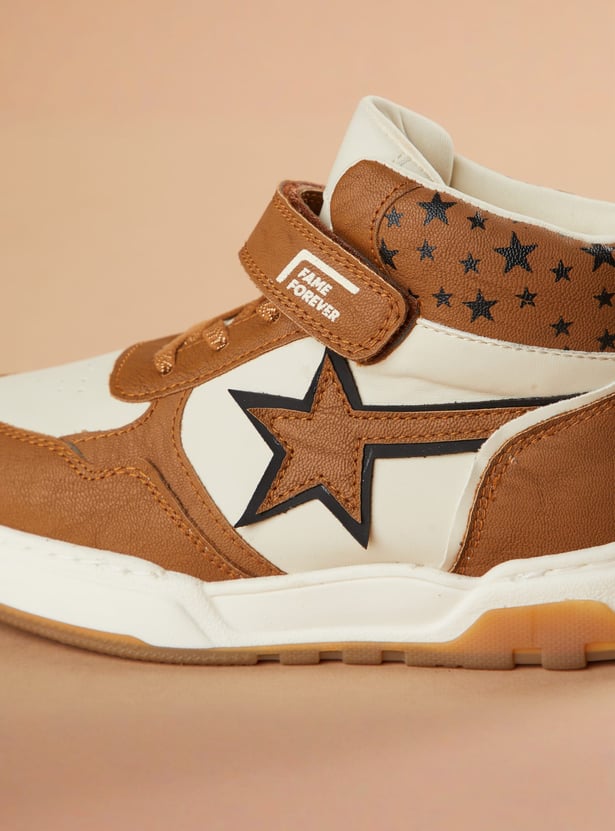 FAME FOREVER Boys Contrast Overlay Velcro High Top Sneakers