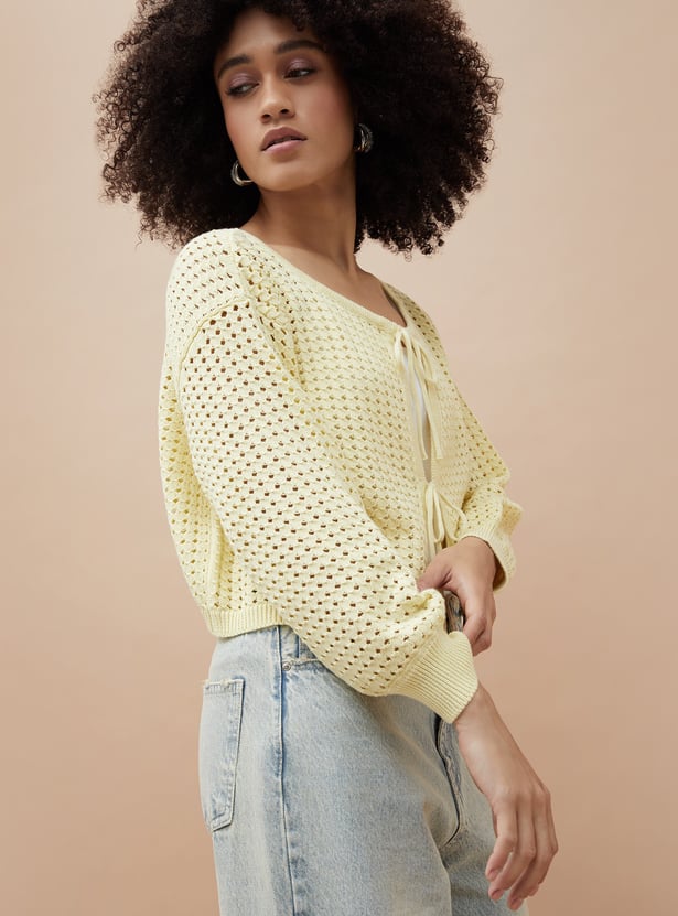 GINGER Crocheted Tie-Up Top