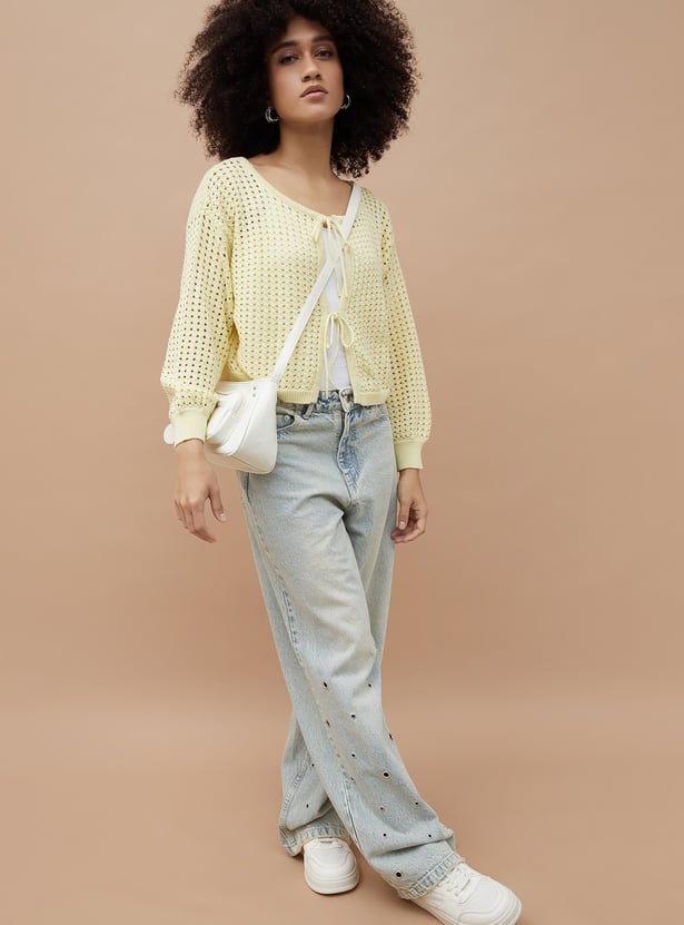 GINGER Crocheted Tie-Up Top