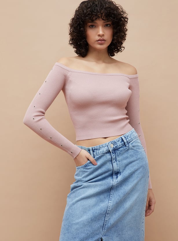 GINGER Eyelet Detailed Crop Top