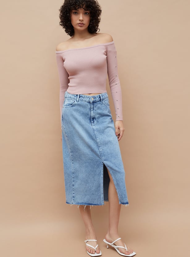 GINGER Eyelet Detailed Crop Top