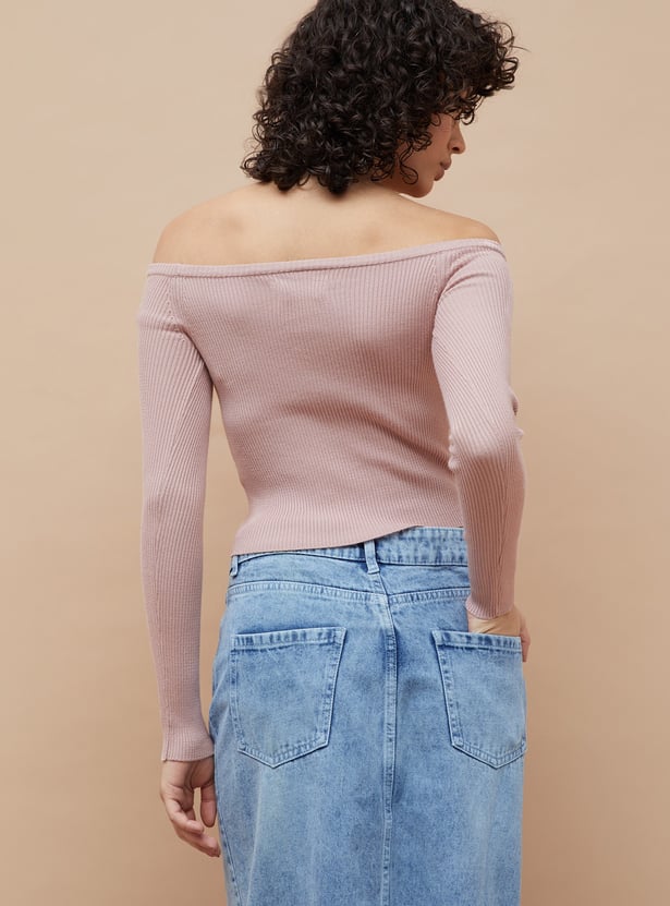 GINGER Eyelet Detailed Crop Top